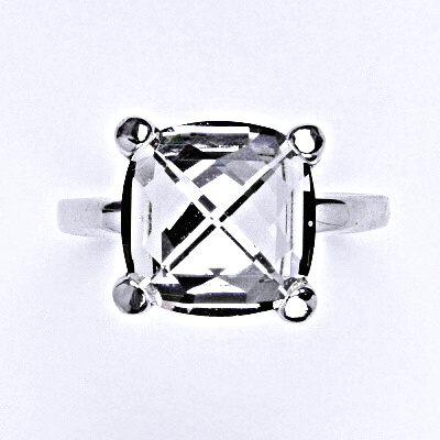 Stříbrný prsten se Swarovski čirým krystalem 12 x 12 mm, T 1460