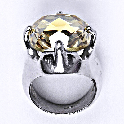 Stříbrný prsten se Swarovski golden shaddow krystalem 16 x 16 mm, T 1459 