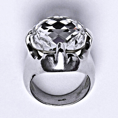 Stříbrný prsten se Swarovski čirým krystalem 16 x 16 mm, T 1459