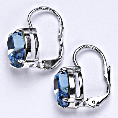 Stříbrné náušnice se Swarovski krystalem akvamarin 10 x 8 mm, NK 1242 Sw