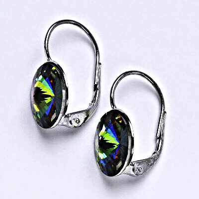 Stříbrné náušnice se Swarovski krystaly Rivoli vitrail medium12 mm, NK 1468