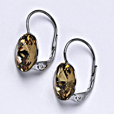 Stříbrné náušnice se Swarovski krystaly Rivoli light colorado topaz12 mm, NK 1468
