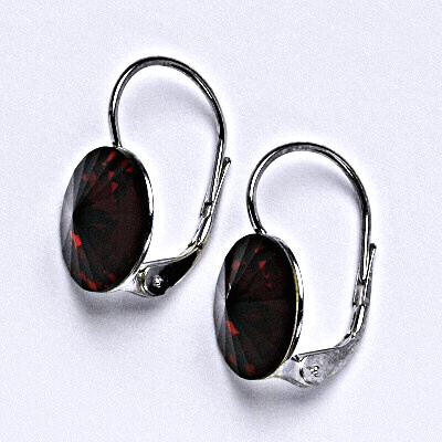 Stříbrné náušnice se Swarovski krystaly Rivoli siam12 mm, NK 1468