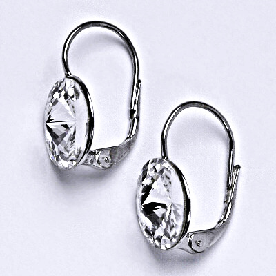 Stříbrné náušnice se Swarovski čirými krystaly Rivoli12 mm, NK 1468