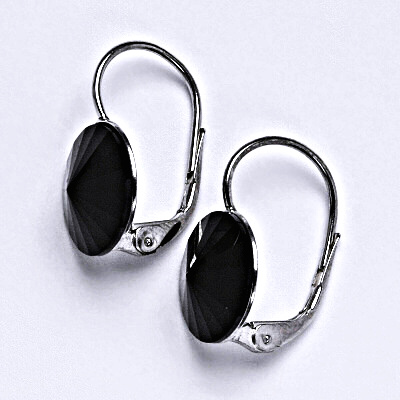 Stříbrné náušnice se Swarovski krystaly Rivoli jet 12 mm, NK 1468