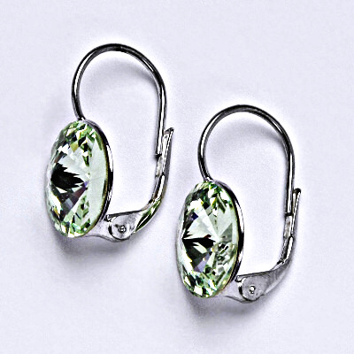 Stříbrné náušnice se Swarovski krystaly Rivoli chrysolite 12 mm, NK 1468