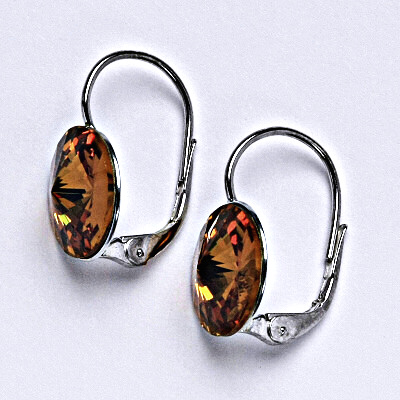 Stříbrné náušnice se Swarovski krystaly Rivoli topaz 12 mm, NK 1468