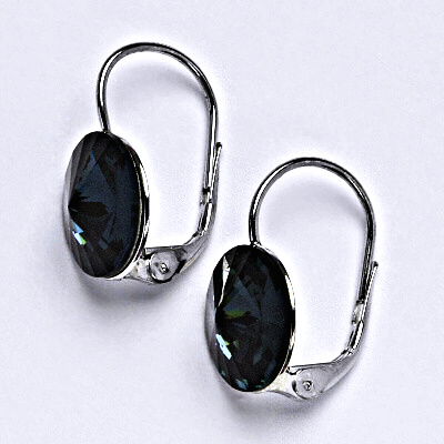 Stříbrné náušnice se Swarovski krystaly Rivoli Montana 12 mm, NK 1468