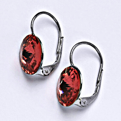 Stříbrné náušnice se Swarovski krystaly Rivoli paparadscha 12 mm, NK 1468