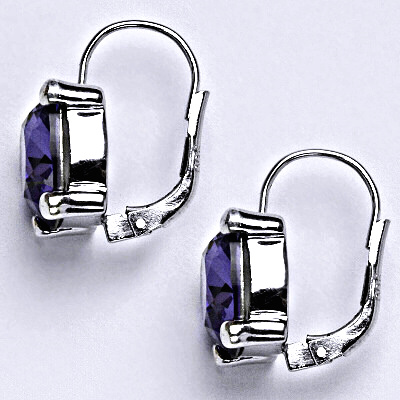 Stříbrné náušnice se Swarovski krystalem tanzanit, 12 x 12 mm NK 1460