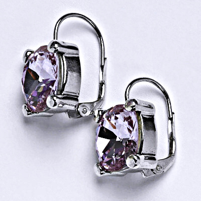 Stříbrné náušnice se Swarovski krystalem violet, 12 x 12 mm NK 1460