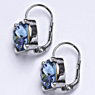 1 Stříbrné náušnice se Swarovski krystalem akvamarín, 12 x 12 mm NK 1460