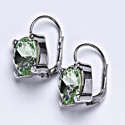 Stříbrné náušnice se Swarovski krystalem chrysolit, 12 x 12 mm NK 1460