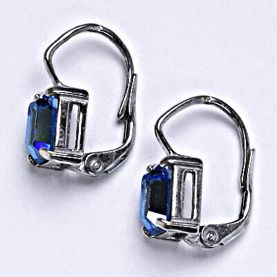 Stříbrné náušnice se Swarovski krystalem akvamarín, NK 1446