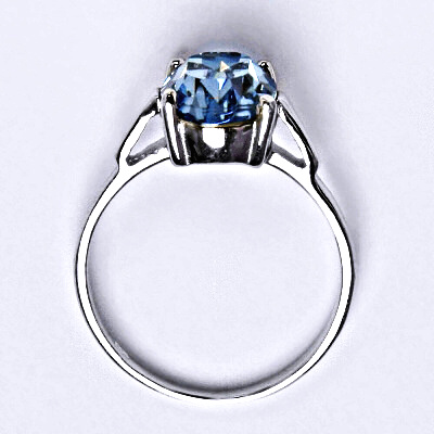 Stříbrný prsten se Swarovski krystalem akvamarín, T 1467