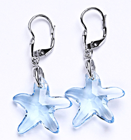 Stříbrné naušnice s krystaly Swarovski akvamarin, NK 1313/27