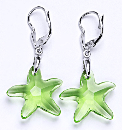Stříbrné naušnice s krystaly Swarovski peridot, NK 1313/27