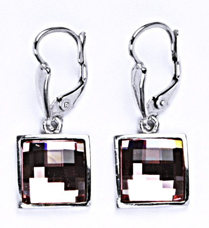 Náušnice stříbrné s krystalem Swarovski light rose. šperk NK 1305/20