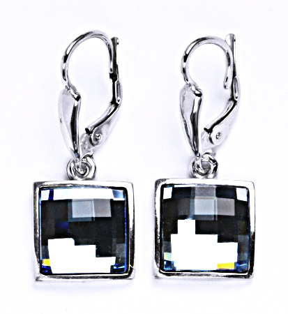 Náušnice stříbrné s krystalem Swarovski akvamarin. šperk NK 1305/20