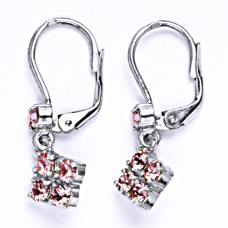 Stříbrné náušnice s krystalem Swarovski light rose,šperk,přívěšek ze stříbra, NK 1324 V 1339