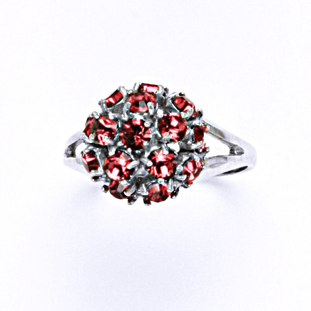 Stříbrný prsten s krystalem swarovski indian pink,šperk T 1337