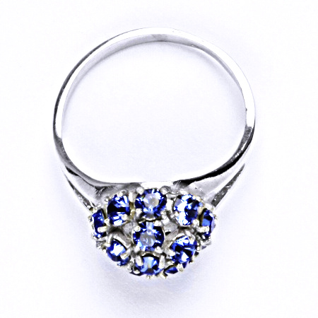 Stříbrný prsten s krystalem swarovski sapphire, T 1337