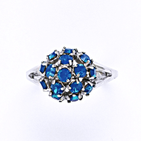 Stříbrný prsten s krystalem swarovski blue opal, T 1337