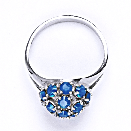 Stříbrný prsten s krystalem swarovski blue opal, T 1337