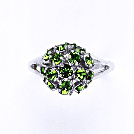 Stříbrný prsten s krystalem swarovski fern green, T 1337