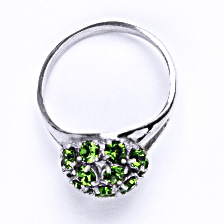 Stříbrný prsten s krystalem swarovski fern green, T 1337