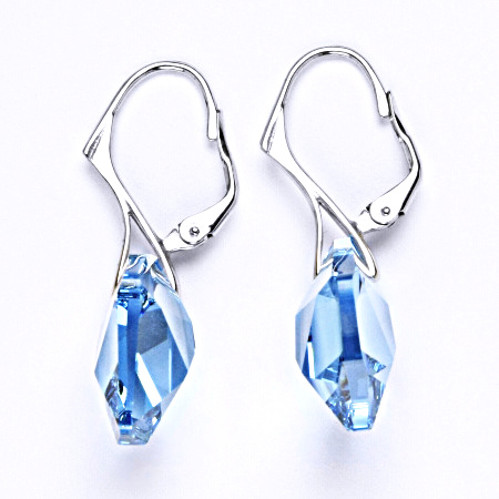 Stříbrné náušnice s krystalem Swarovski aquamarine, NK 1295
