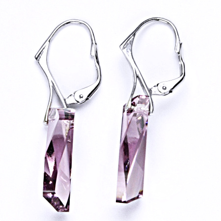 Stříbrné náušnice s krystalem Swarovski light ametyst, NK 1295