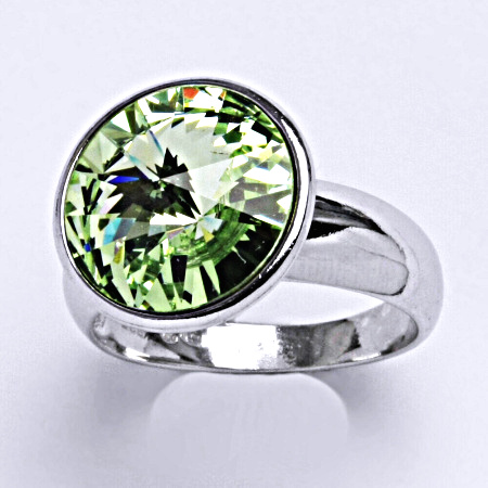 Prsten stříbrný, Swarovski krystal chryzolit - T 1372 