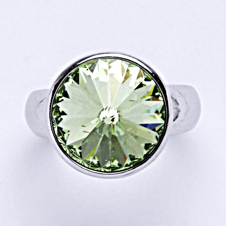 Prsten stříbrný, Swarovski krystal chryzolit - T 1372 