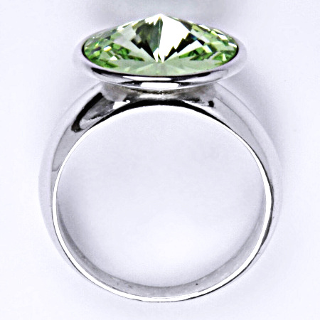 Prsten stříbrný, Swarovski krystal chryzolit - T 1372 