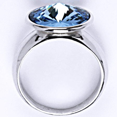 Prsten stříbrný , Swarovski krystal akvamarin - T 1372