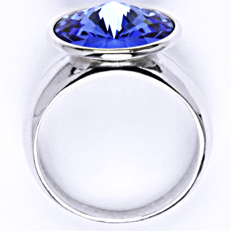 Stříbrný prsten ,Swarovski krystal saphire - T 1372 