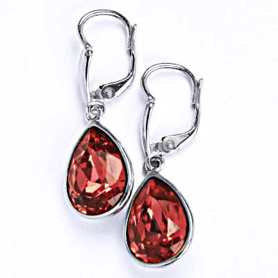 Stříbrné náušnice se Swarovski krystalem padparadscha,slza, NK 1395/20