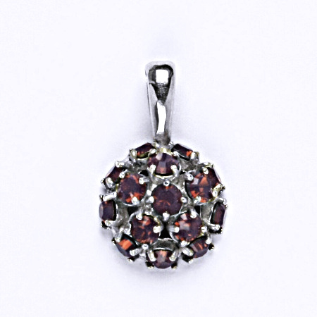 Stříbrný přívěšek se Swarovski krystaly cyclamen,půlkoule,P 1337