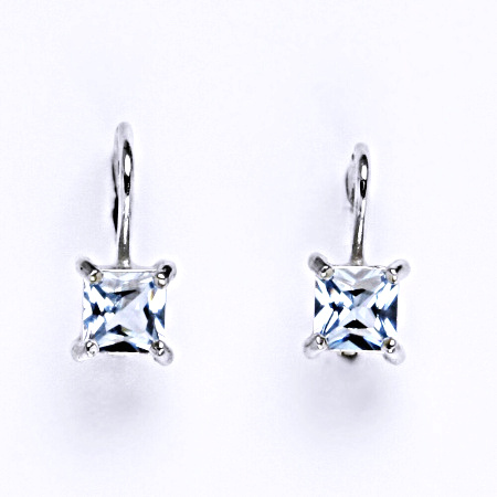 Zlaté náušnice zirkon akvamarín, bílé i žluté zlato - NK 1370 