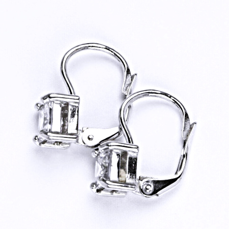 Náušnice ze stříbra s čirým syntetickým zirkonem NK 1370 5x5 mm