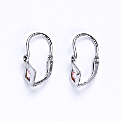 Dětské náušničky stříbrné s růžovým zirkonem, NK 1350