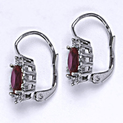 Stříbrné náušnice Kate, zirkon rubín, čiré zirkony, náušnice ze stříbra, NK 1480 