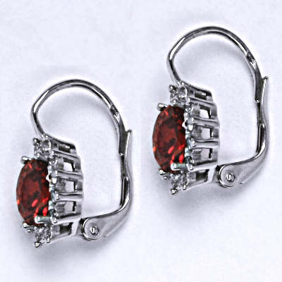 Stříbrné náušnice Kate, oranžový zirkon, čiré zirkony, náušnice ze stříbra, NK 1480 