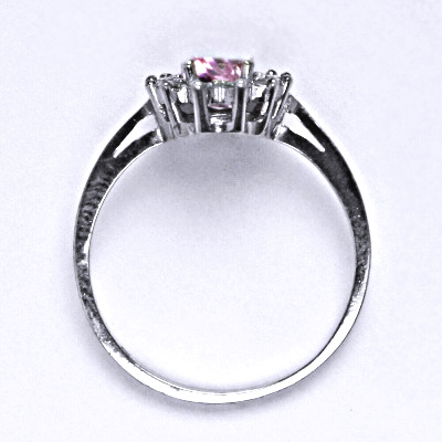 Stříbrný prsten Kate, růžový zirkon, čiré zirkony, T 1480 