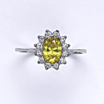 Stříbrný prsten Kate, žlutý zirkon, čiré zirkony, T 1480 