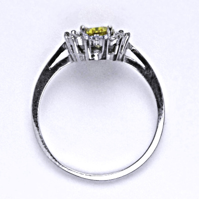 Stříbrný prsten Kate, žlutý zirkon, čiré zirkony, T 1480 