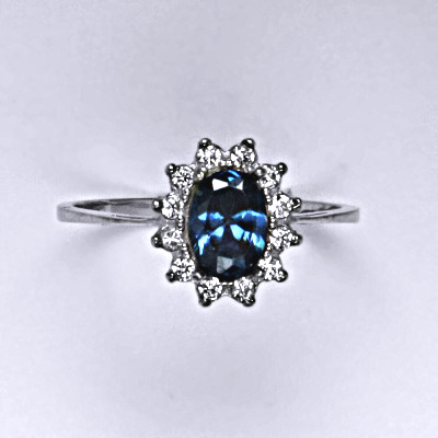 Stříbrný prsten Kate, zirkon akvamarin, čiré zirkony, T 1480 