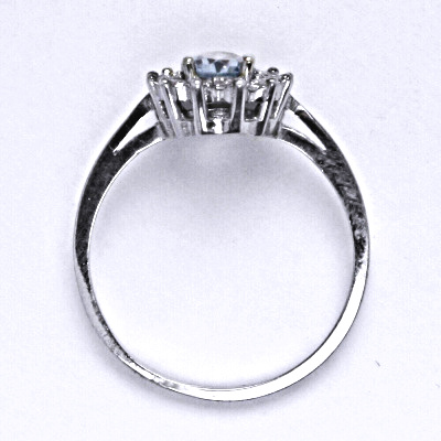 Stříbrný prsten Kate, zirkon akvamarin, čiré zirkony, T 1480