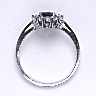 Stříbrný prsten Kate, zirkon ametyst, čiré zirkony, T 1480